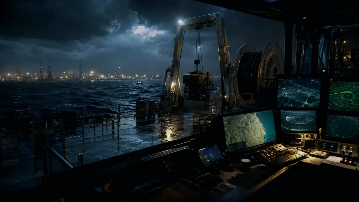 How Does a Hydrographic Survey Vessel Operate? supporting article image showing hydrographic survey chart and subsea infrastructure evidence