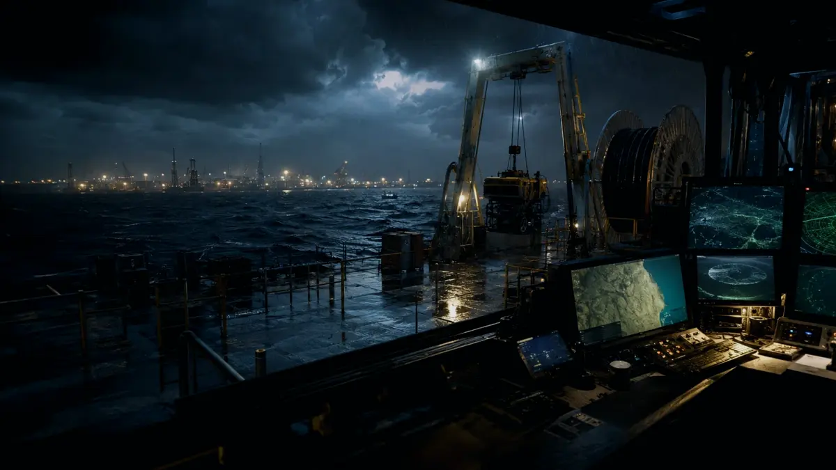 What Crew Works on a Hydrographic Survey Vessel? supporting article image showing hydrographic survey chart and subsea infrastructure evidence