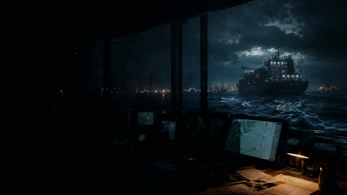 How Is a Patrol Vessel Handled in Port? supporting article image showing marine radar-style display and shipping route evidence
