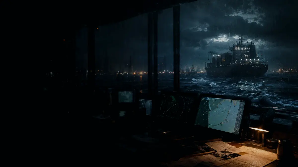 How Does Reduced-Crew Shipping Affect Operations? supporting article image showing marine radar-style display and shipping route evidence