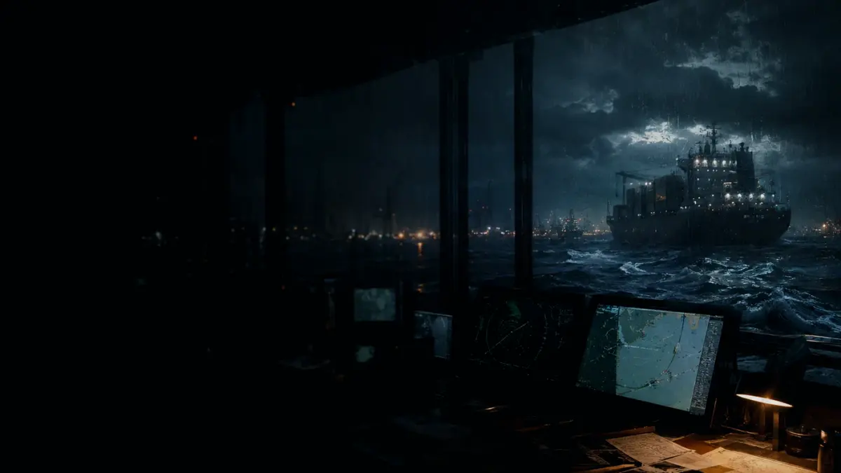 What Are the Main Safety Risks on a Royal Fleet Auxiliary? supporting article image showing marine radar-style display and shipping route evidence