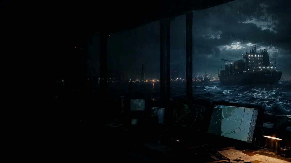 How Is a Workboat Handled in Port? supporting article image showing marine radar-style display and shipping route evidence