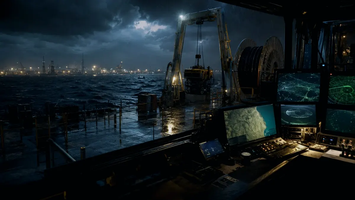 What Is A-Frame Launch System Used For? supporting article image showing hydrographic survey chart and subsea infrastructure evidence