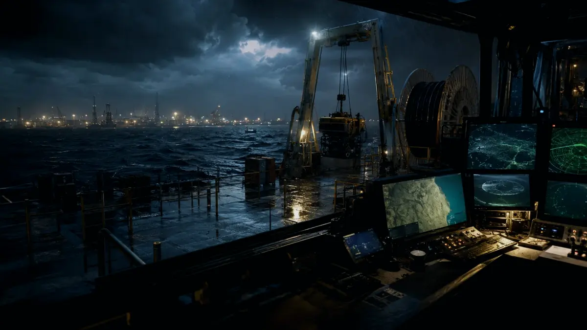 What Is A-Frame Launch System? supporting article image showing hydrographic survey chart and subsea infrastructure evidence