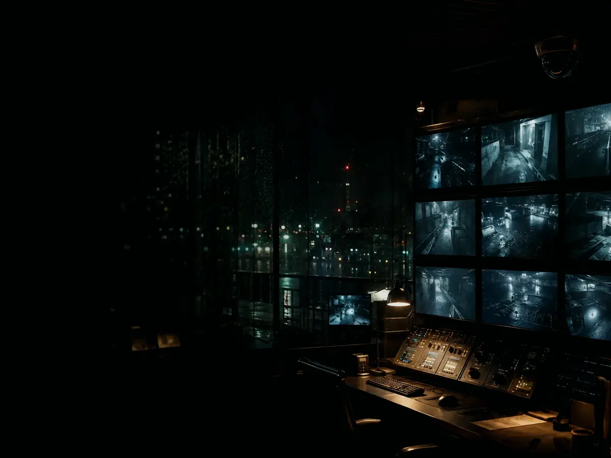 What Records Are Created During Surveillance? article hero image showing surveillance monitor wall, CCTV camera angle and physical-security observation