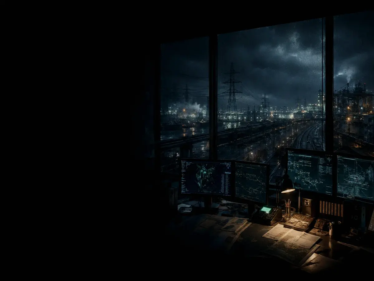 What Is a Heavy Goods Vehicle? article hero image showing critical infrastructure map, cables, terminals and pressure in a dark operations room