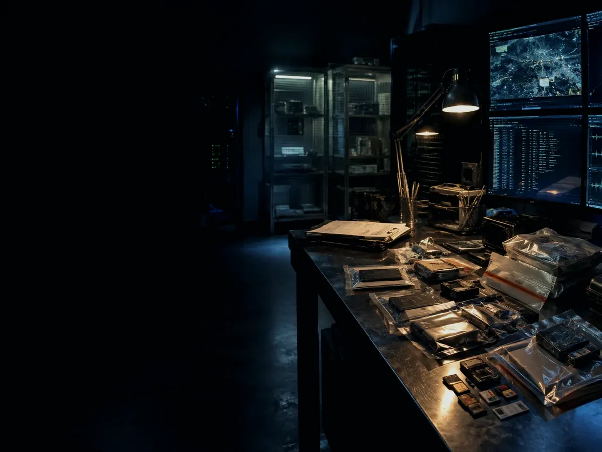 What Happens During Data Recovery? article hero image showing sealed evidence locker, forensic workstation and chain-of-custody documents