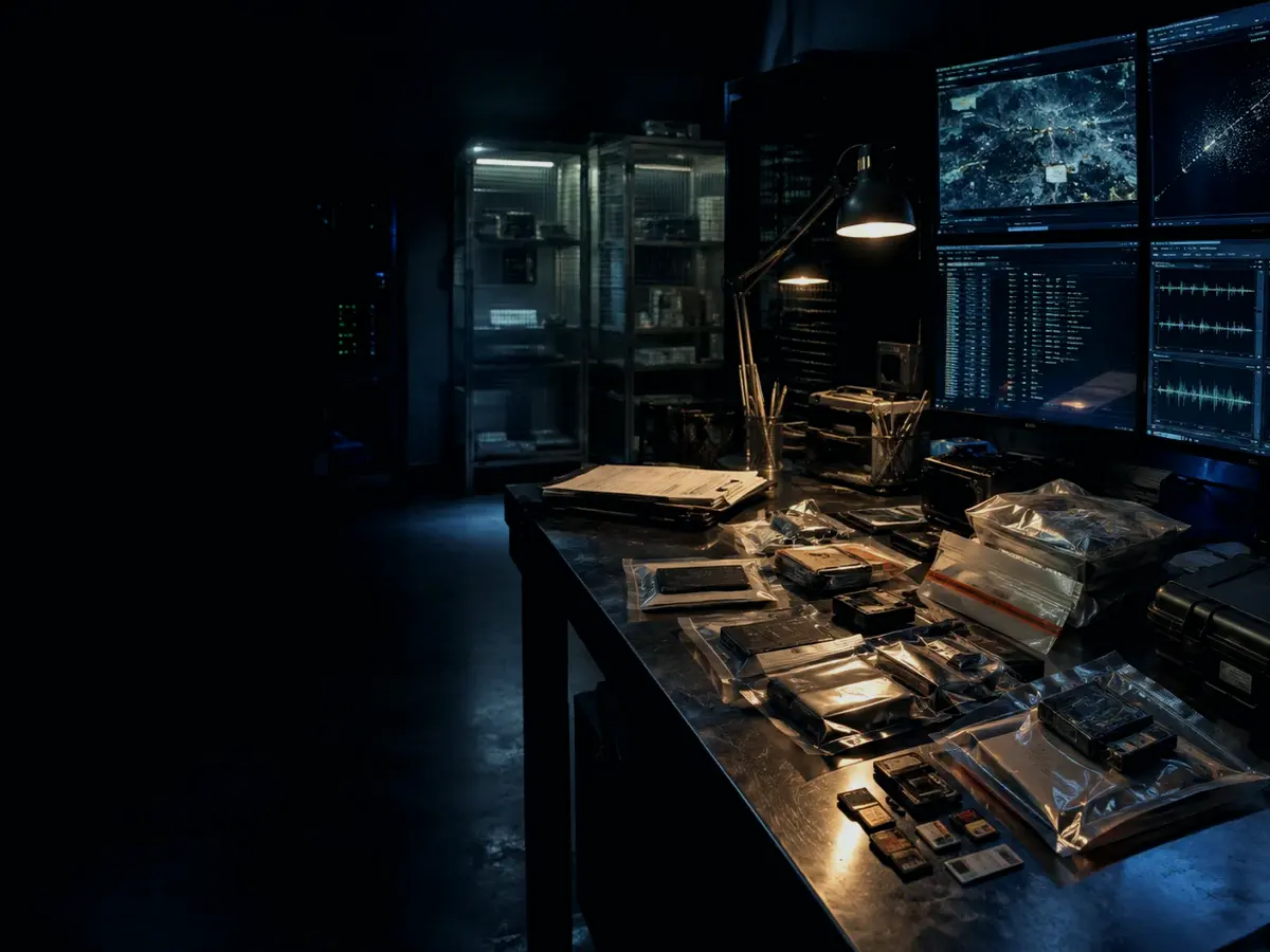 What Is Non-Volatile Memory? article hero image showing sealed evidence locker, forensic workstation and chain-of-custody documents