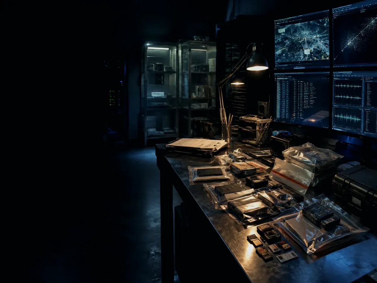 Why Does Solid-State Memory Matter? article hero image showing sealed evidence locker, forensic workstation and chain-of-custody documents