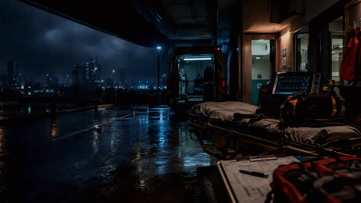 How Does Medical Evacuation from a Ship Work? supporting article image showing medical incident notes, patient monitor glow and evacuation coordination