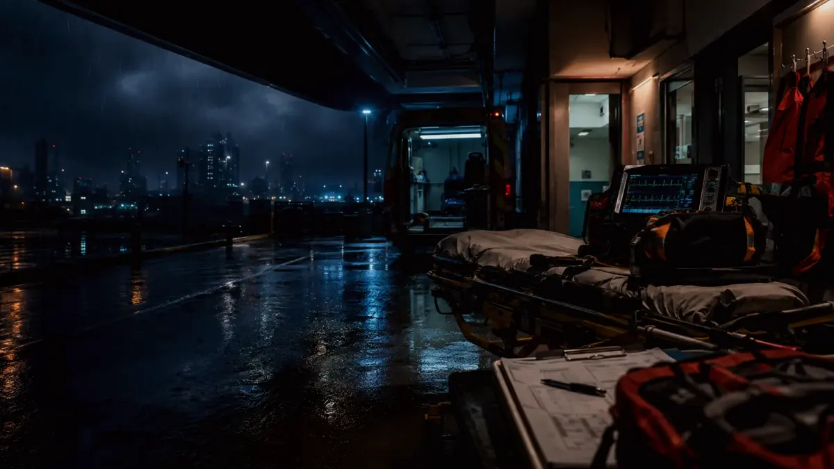 Why Is Triage Important in Emergency Care? supporting article image showing medical incident notes, patient monitor glow and evacuation coordination