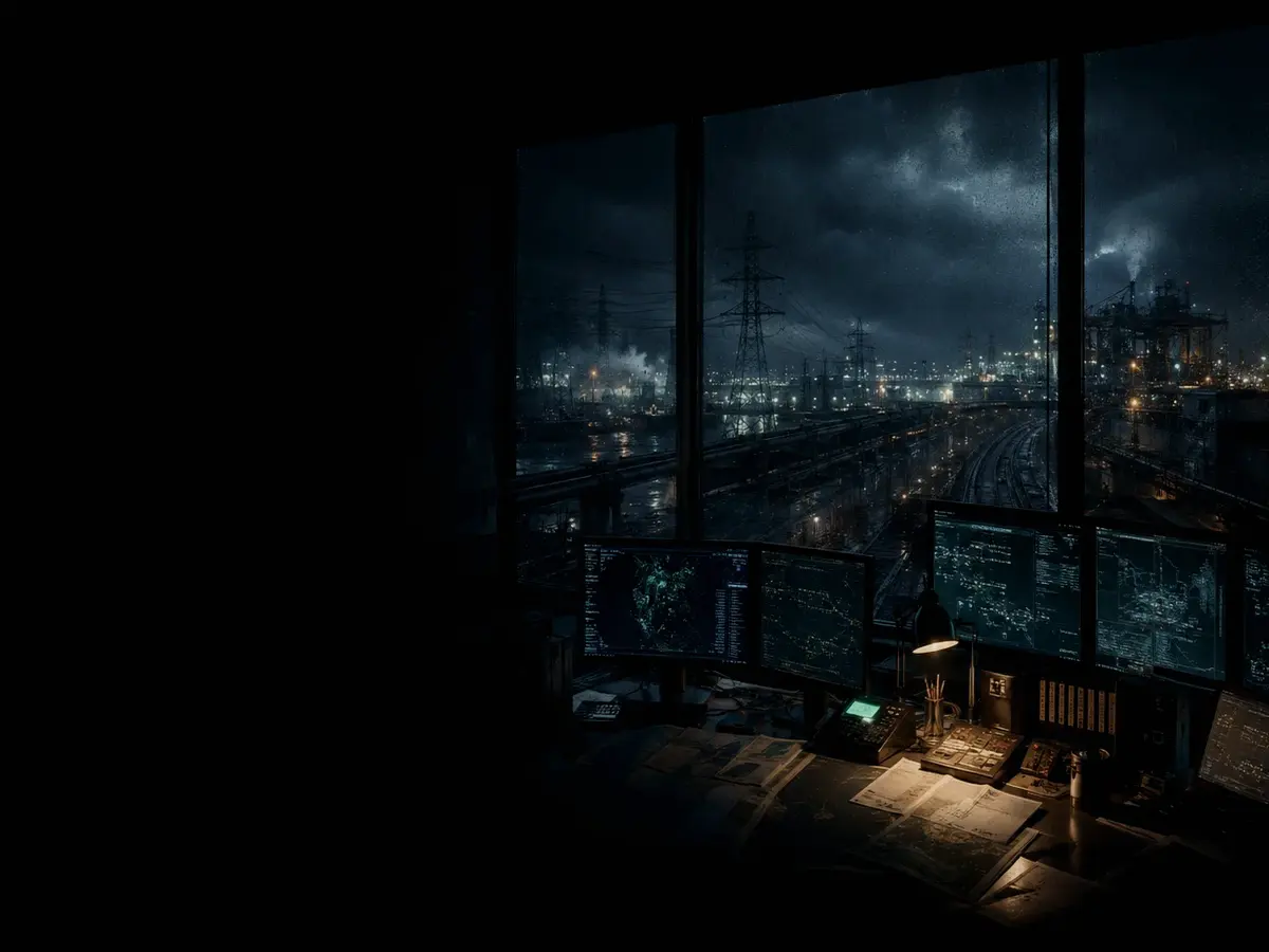 How Does an Electrical Substation Work? article hero image showing critical infrastructure map, cables, terminals and pressure in a dark operations room