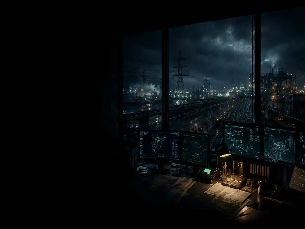 How Does Emergency Power Affect Operations? article hero image showing critical infrastructure map, cables, terminals and pressure in a dark operations room