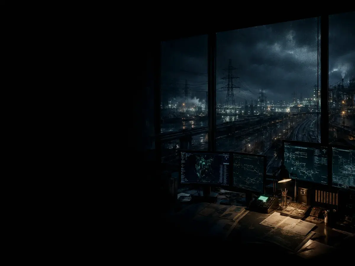 What Are the Main Safety and Operational Risks at an Oil Refinery? article hero image showing critical infrastructure map, cables, terminals and pressure in a dark operations room
