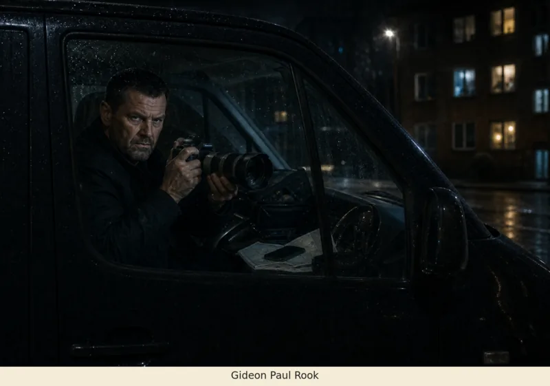 Restricted surveillance exhibit S-02 concerning Gideon Rook / Owen Gabriel Shaw